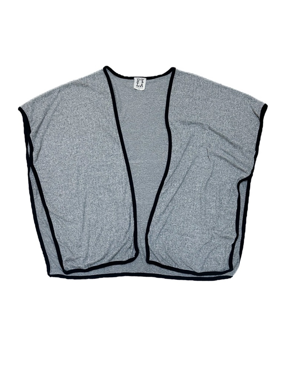 ppla Grey Knit Cozy Vest Open Wrap Cape Poncho Cocoon Cardi Shawl Wrap Coverup